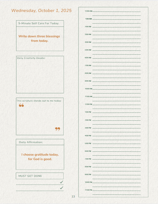 1 Month November Grace-Filled Moments: Growing in Faith and Flourishing in Life - A Scripture-Backed Self-Care Planner + Audio Companion for Christian Moms